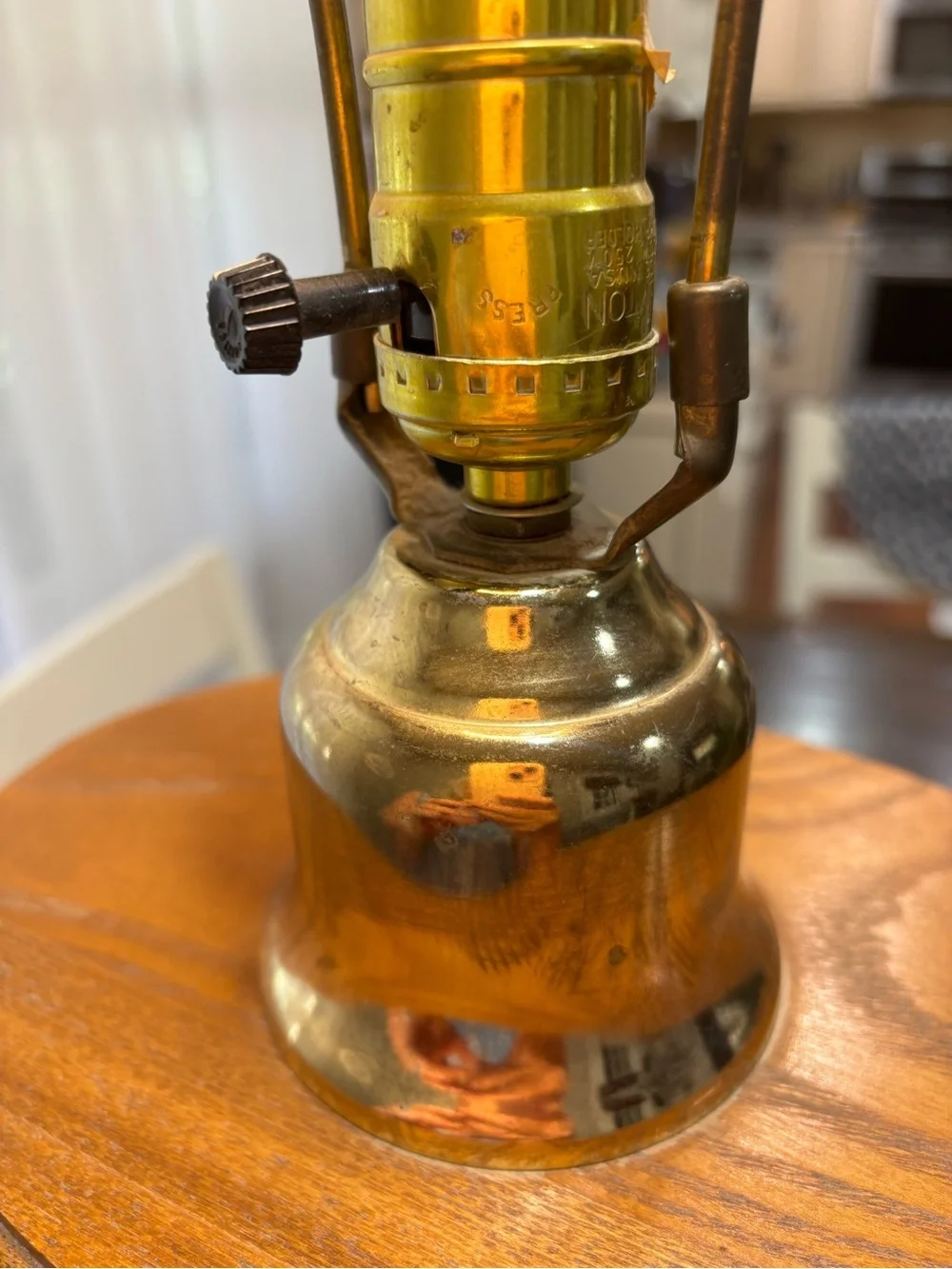 Don Ward 1970's Etched Amber Glass and Wood Lantern Table Lamp -  No shade